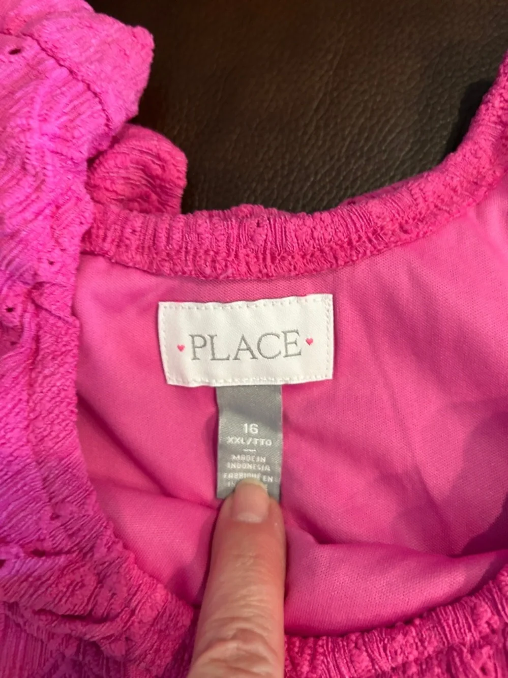 Children’s Place Girls' Bright Pink Ruffle Eyelet Summer Dress - Picture 2 of 2